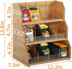3 Layer Stackable Bamboo Tea Bag Organizer Storage Holder for Tea Bags Wood Tea Box Containers Tea Rack Teabag Station Stand for Cabinet Countertop Office(Patented Design)