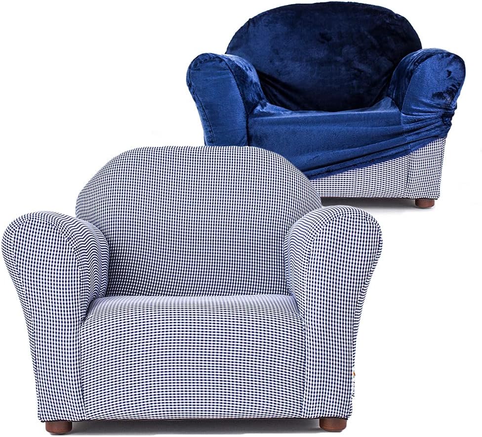 Roundy Kids Chair with Removable Cover, Soft Microsuede Upholstery, Padded Cushion, Sturdy Wooden Frame, Ergonomic Design for Ages 2-5, Easy to Clean, Ideal for Playrooms, Bedrooms & Nurseries.