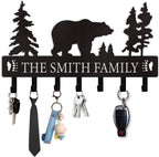 Personalized Key Holder for Wall, Custom Metal Black Bear Coat Hook Key Holder with Name, Metal Key Rack Hanger Organizer for Entryway, Front Door, Hallway, Kitchen, Office Decor