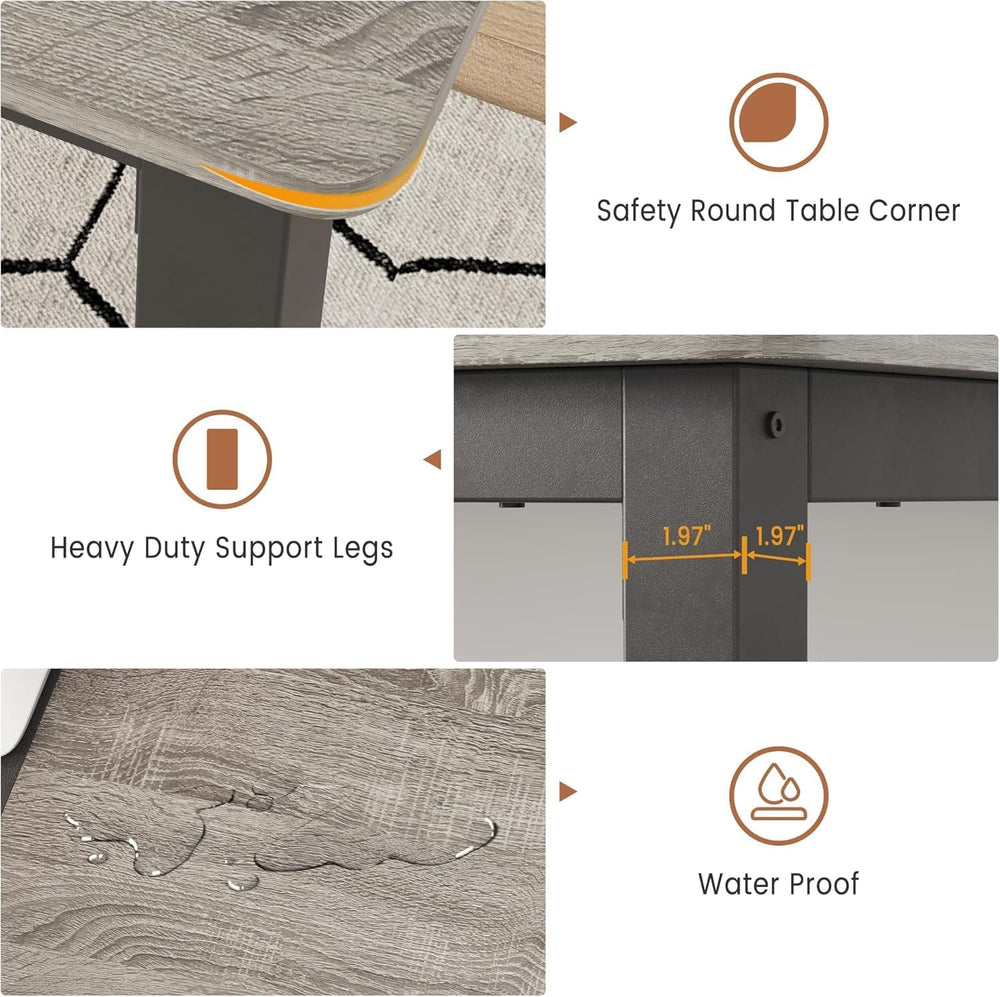 71 Inch Industrial Dining Table, Large Rectangle Kitchen Table with Metal Leg...