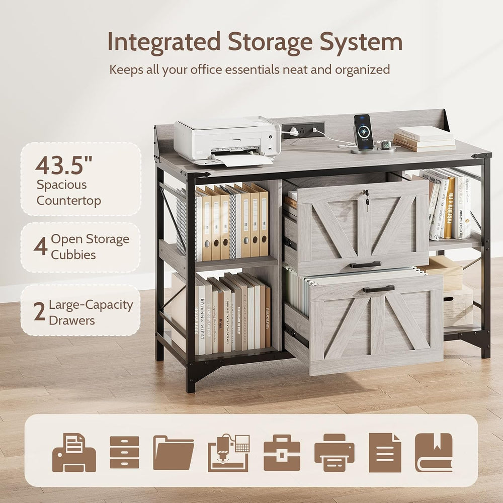 44" File Cabinet, Lateral Filing Cabinet for Home Office with 2 Drawers,...