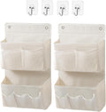 Wall Hanging Organizer – Over the Door Storage & Behind Door Organizer for Dormitory, Bathroom, Bedroom, Kitchen, Nursery, Space-Saving (White, 2 Pack)