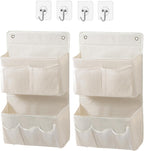 Wall Hanging Organizer – Over the Door Storage & Behind Door Organizer for Dormitory, Bathroom, Bedroom, Kitchen, Nursery, Space-Saving (White, 2 Pack)