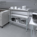 Stainless Steel Work Table with Wide Single Tier Overshelf | Metal Kitchen Prep Table & Shelving Combo (14" x 60" Work Table + 12" Overshelf)