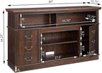 TV Cabinet for 65" TV: Tall Drawer-Like TV Stand | Rustic Farmhouse Media Entertainment Center with Storage Console and Adjustable Shelves for Living Room - Espresso