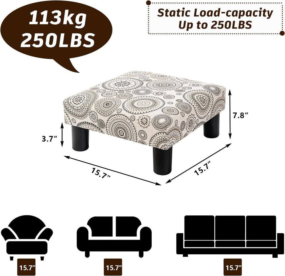 Joveco Small Foot Rest Stool Ottoman, Square Upholstered Fabric Footstool for...
