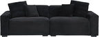 Ball & Cast 104" Modular Sectional Sofa,Cloud Sectional Couch with 4 Pillows,Loveseat Couches W/Deep Seat and Armrest,4 Seater Sectional Sofa for Living Room,Apartment,Corduroy Fabric,Black