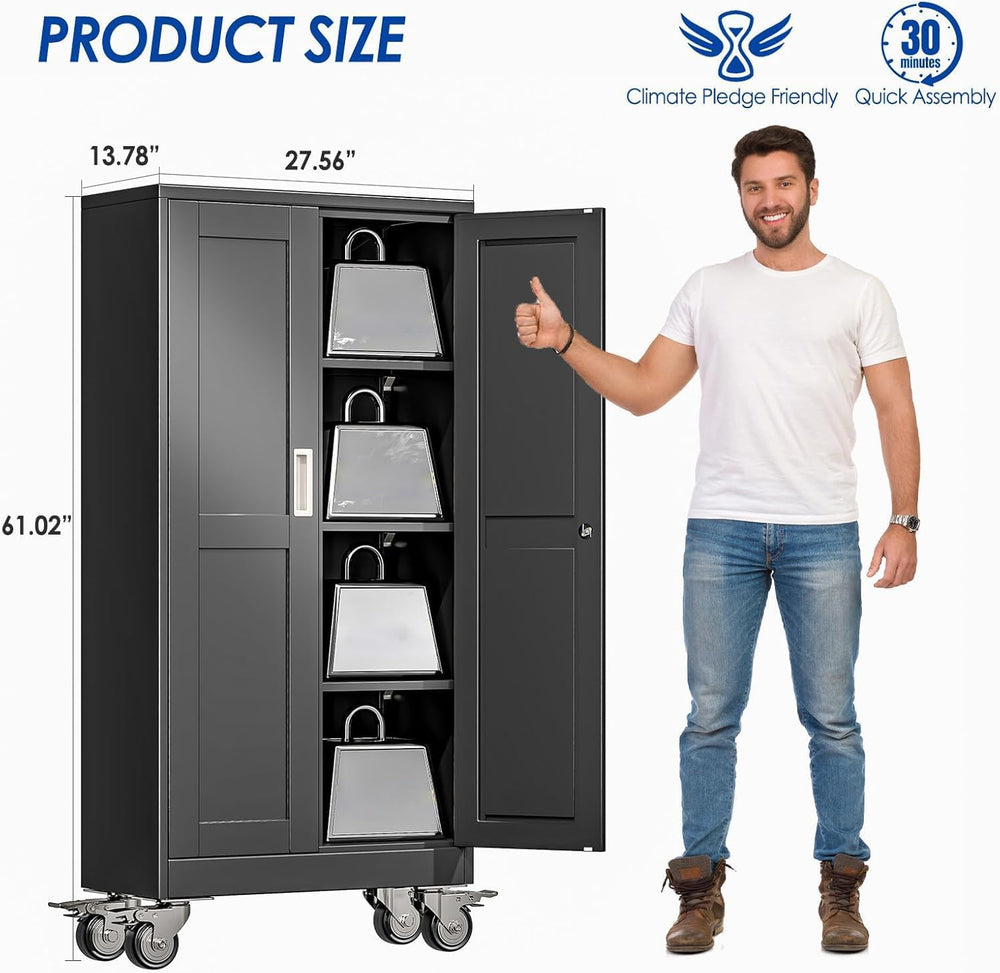 GAIOUS Metal Garage Storage Cabinet with Lock, 61” Tall Lockable File Cabinet...