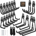 20 Pack Utility Steel Heavy Duty Wall Mount Garage Hooks,with Anti-Slip Coating,for Hanging Bikes,Ladder,Ropes,Bulk Items,Power,Yard and Garden Tools