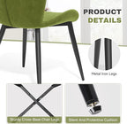 Dining Chairs Set of 6 Modern Velvet Dining Room Chairs Upholstered Dining Chairs with Thick Cushions Metal Legs Armless Back Chair for Kitchen and Living Room Green