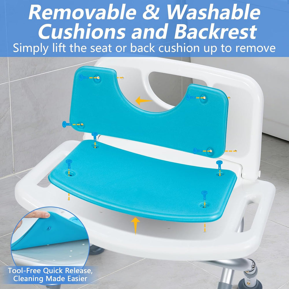 Small Folding Shower Chair with EVA Padded Seat for Seniors