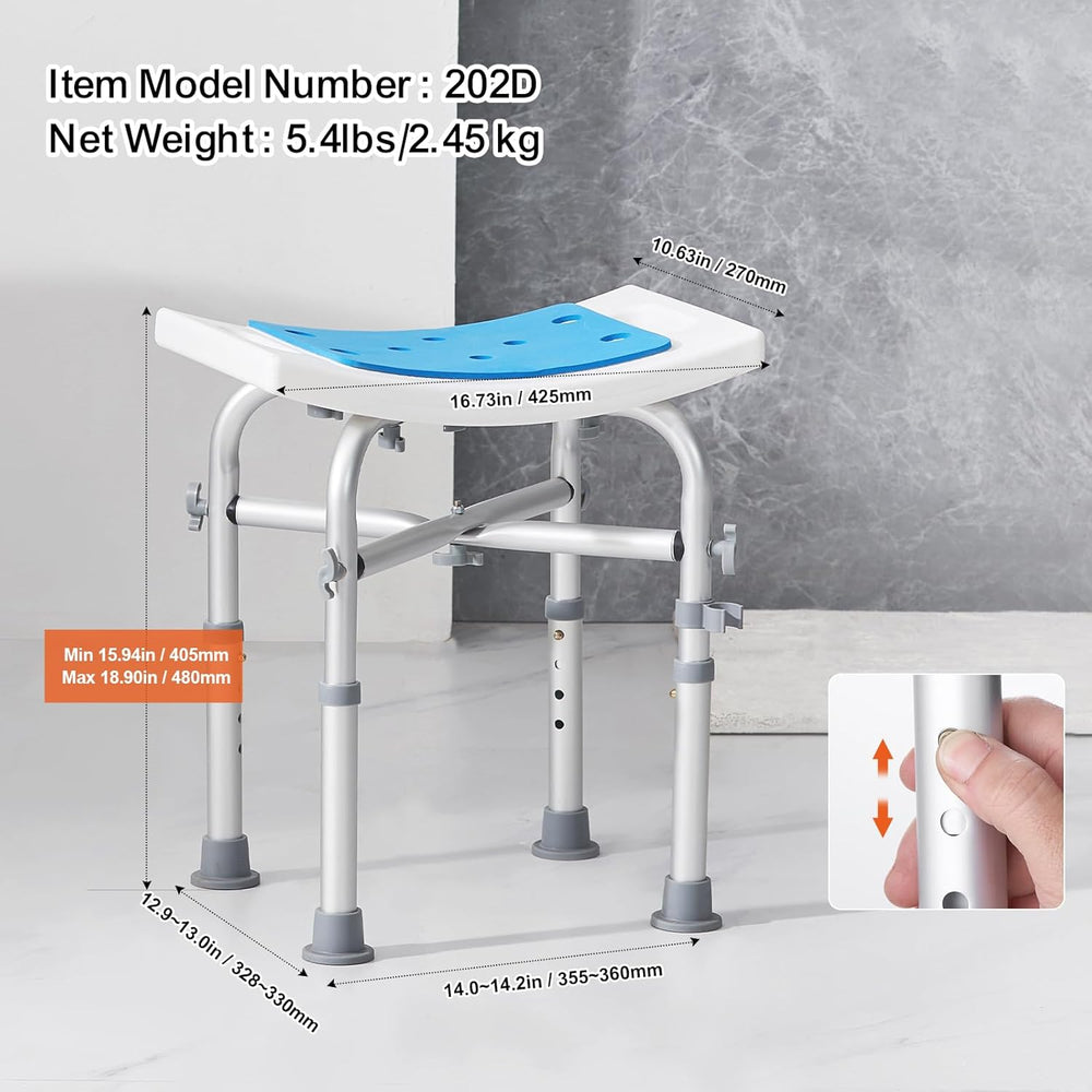 VEVOR Shower Chair for Inside Shower, Adjustable Height Shower Stool with Cro...