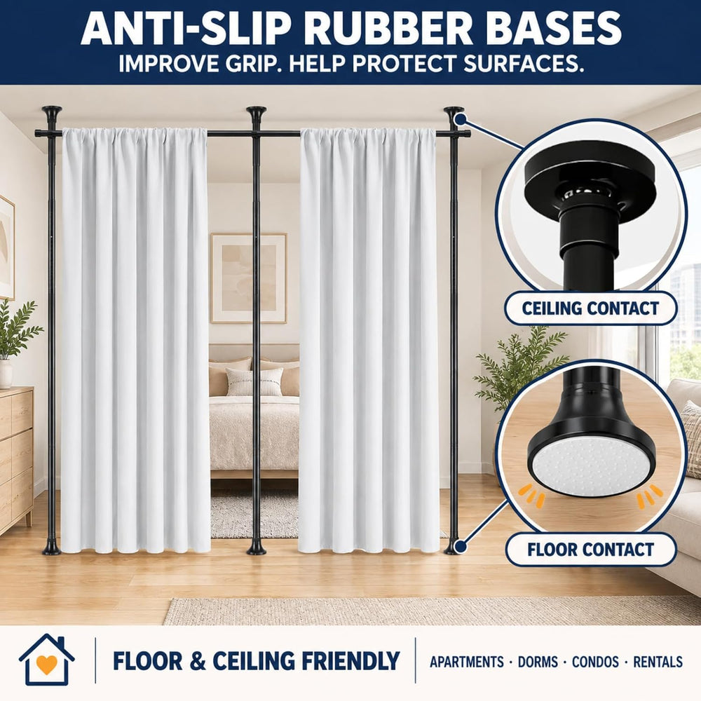 Room Divider Curtain Rod, 48-120 x 28-144" Adjustable, Heavy Duty,No-Drill