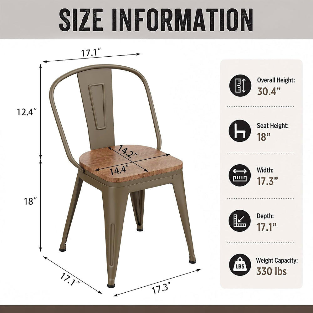 18 Inch Metal Dining Chairs,Arlunar Farmhouse Chairs Set of 4 Black Dining Ro...