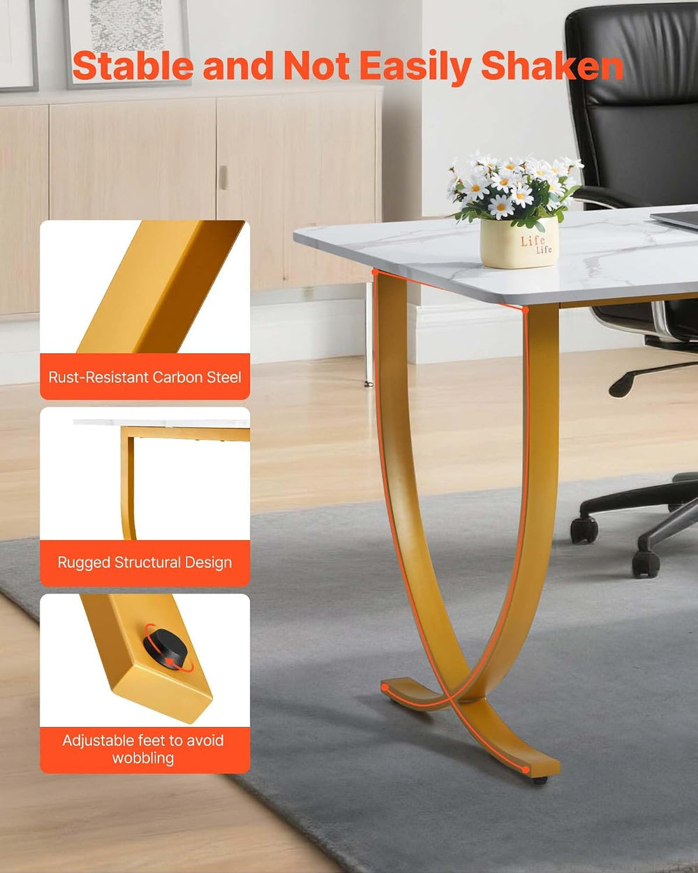 VEVOR Executive Desk, 63" W x 31.5" D Large Office Desk, Modern Com...