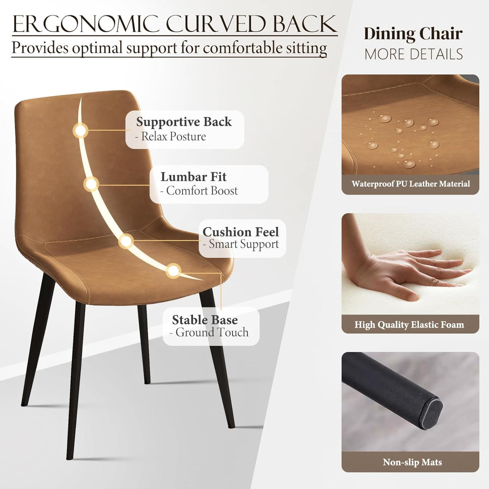PU Leather Dining Chairs Set of 8, Modern Upholstered Dinner Chairs with Stur...