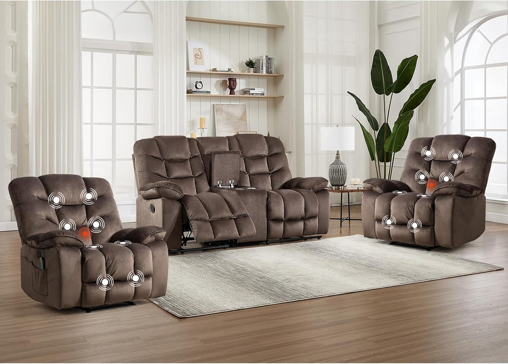 HAOMARKETS 3 Pieces Recliner Sofa Furniture Set, Include 2 Power Recliner Cha...