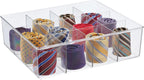 mDesign Plastic 12 Compartment Divided Drawer and Closet Storage Bin - Organizer for Scarves, Socks, Ties Bras, and Underwear - Dress Drawer Organizer, Shelf Organization - Clear