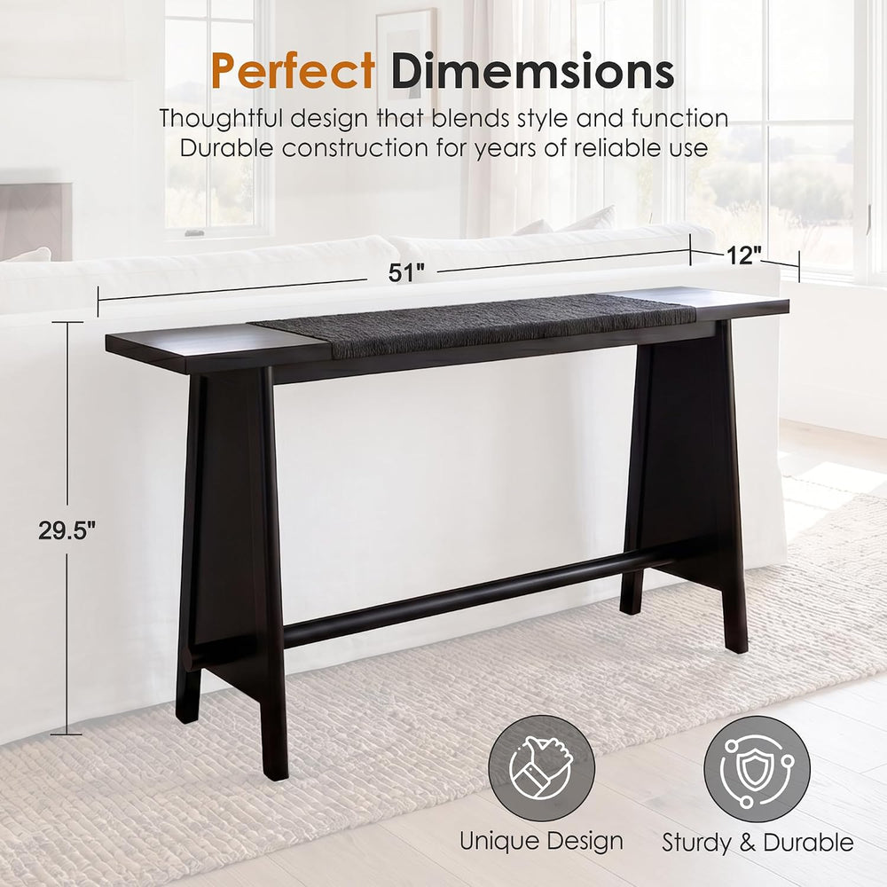 Kmax Entryway Table with Woven Paper Cord Top, Solid Wood Entryway Table for ...