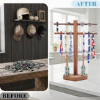 NEW Wooden Baseball & Softball Championship Ring Holder with Drip Necklace Display – Sports Organizer Baseball Gifts for Jewelry & Awards(MVP)