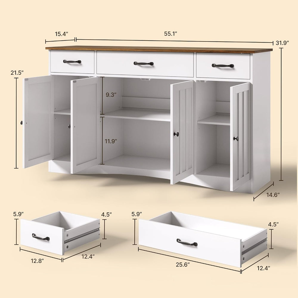 Gizoon Sideboard Buffet Cabinet with Storage, Modern Kitchen Sideboard and Co...