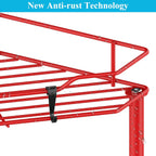 3 Tier Floor Standing Corner Shower Caddy Organizer Shelf with Hooks, Bathroom Shelves Stand Rack, Red