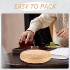 BESTOYARD Bamboo Tea Cake Box, 8.46x8.46x2.16in Woven Storage Organizer for Puerh Tea, Traditional Chest for Home & Kitchen