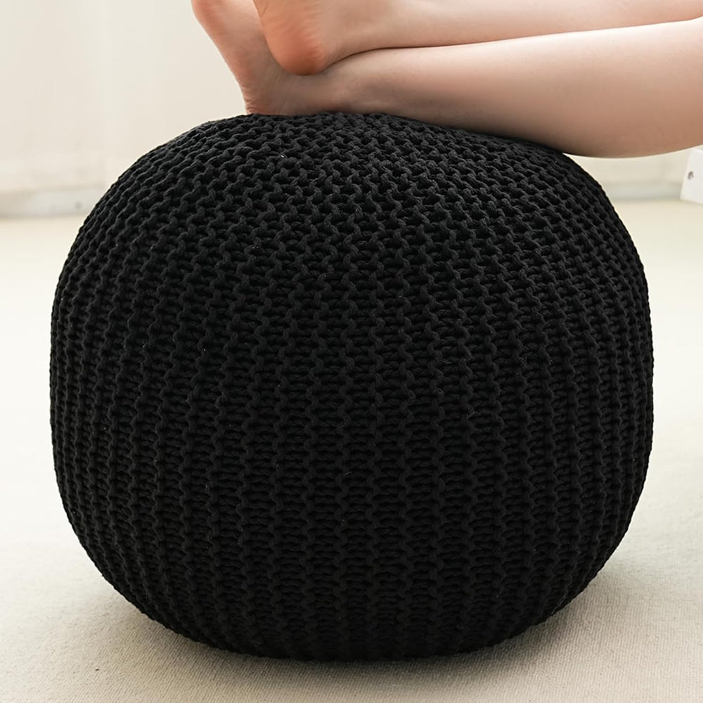 Pouf Ottoman Stuffed Round Modern Foam Filled Foot Rest Poufs for Living Room...
