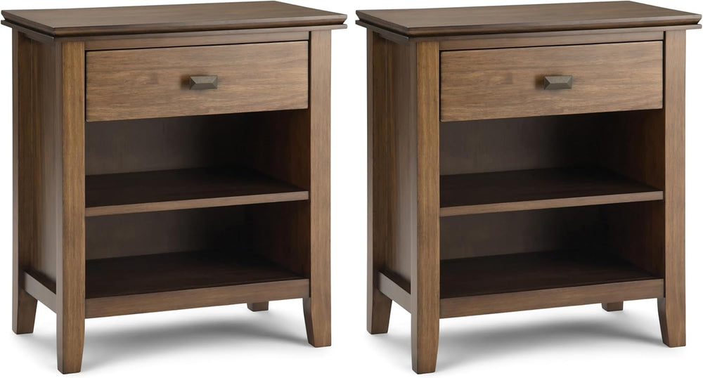 SIMPLIHOME Artisan Solid Wood 24 inch Wide Transitional-Style Bedside Nightst...