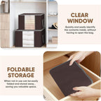 BALEINE 6 Pack Clothes Storage Bags, 24 Gallon Storage Containers with Reinforced Handle, Sturdy Zipper, Closet Organizer for Blanket, Comforter, Pillow, Bedding (Brown, 6 Pack)