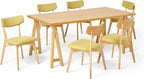 Christopher Knight Home Rachel Mid-Century Modern 7 Piece Dining Set with A-Frame Table, Green Tea + Natural Oak