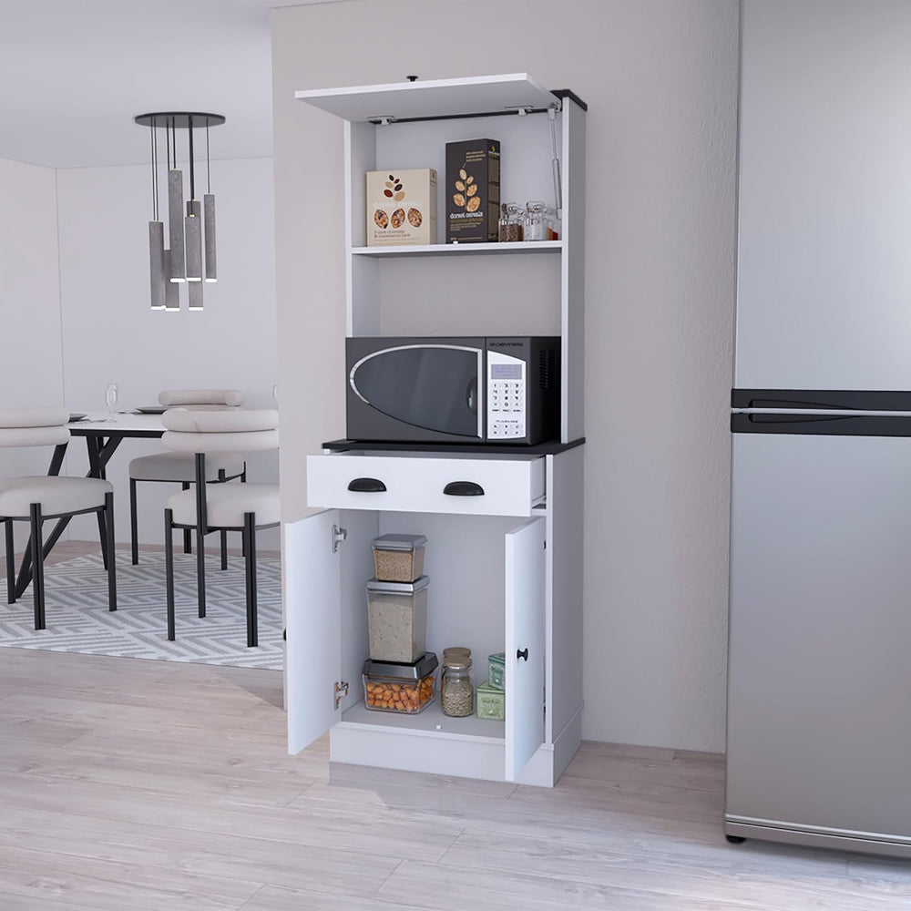 White and Black 2 Cabinet Kitchen Pantry