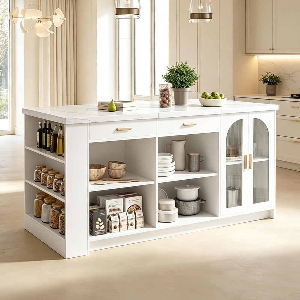 Dining Table for 4–6, 71"x 35.4" Large Marble Kitchen Dining Room T...