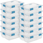Sterilite 12-Pack Gasket Box, Weather-Resistant Storage Bins with Latching Lids, 37 Quart - Heavy-Duty Organizing Containers for Closet, Bathroom, and Office