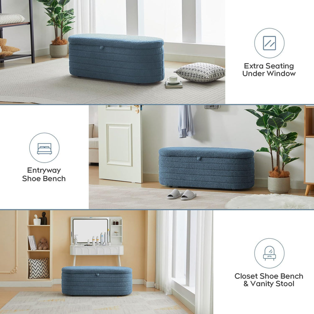 Storage Ottoman Bench End of Bed for Bedroom,45 inch Boucle Upholstered Entry...