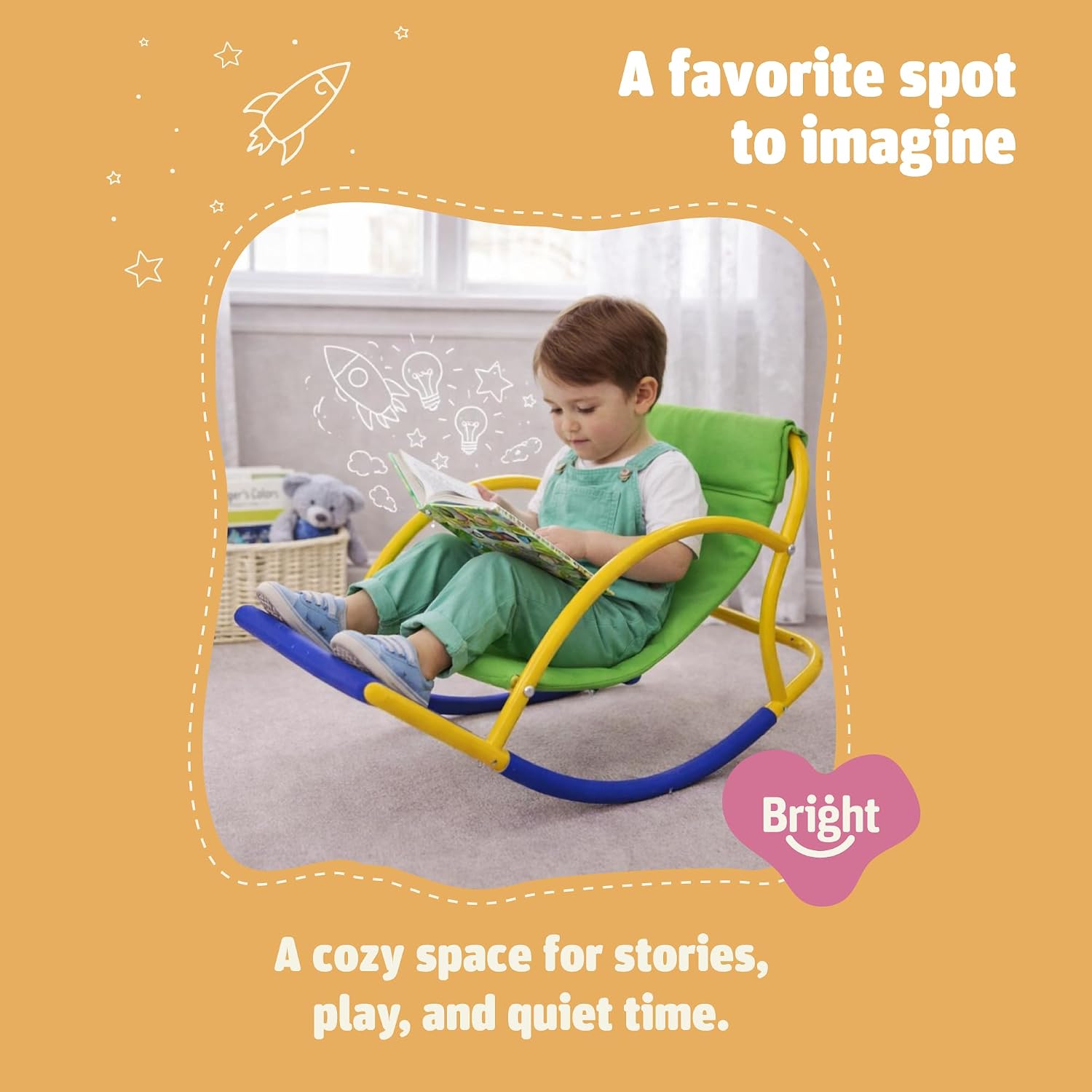 Bright Autism Sensory Rocking Chair for Kids (3–8 Years) – Indoor & Outdoor Kids Little Rocking Chair for Autism & ADHD | Unlocks Focus, Balance & Creativity | Bedroom, Playroom & Classroom
