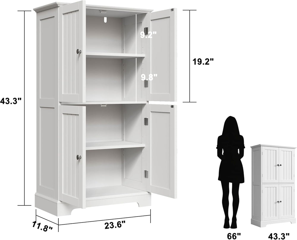 ChooChoo Bathroom Floor Cabinet, Modern Bathroom Storage Cabinet with 4 Doors...