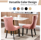 Modern Dining Chairs Set of 6, Tufted Upholstered Dining Chair with Solid Wood Legs, Pink Velvet Accent Chair, Sillas de Comedor, 6 Dining Chairs (Pink, Velvet, 6Pcs)