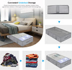 Onlyeasy Breathable Under Bed Storage Bags with 4 Reinforced Handles and Sturdy Side Wall, 2 Pack Eco-friendly Underbed Clothing Blankets Organizer with 2 Strong Zippers, Herringbone Grey, MXRUBBSS2P