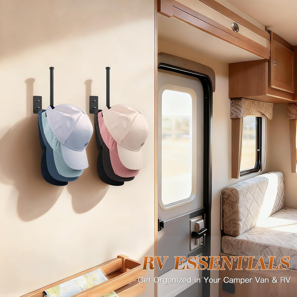 STYLISHT RV Essentials Hat Rack: Camper Accessories 2 Pack,Hat Organizer for RV Accessories Lovers - Perfect for Camper Accessories and Home Organization,Hat Rack for Wall