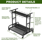 Garden Tool Organizer with Wheels, Large Capacity Garage Tool Rack with Hooks, for Broom, Shovel, Long Handled Tools, Metal Yard Tool Organizer for Garage, Shed, Outdoor