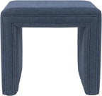 HomePop Modern Channel Tufted Ottoman|Homepop Home Décor|Ottoman for Living Room & Bedroom - Blue Woven Fabric
