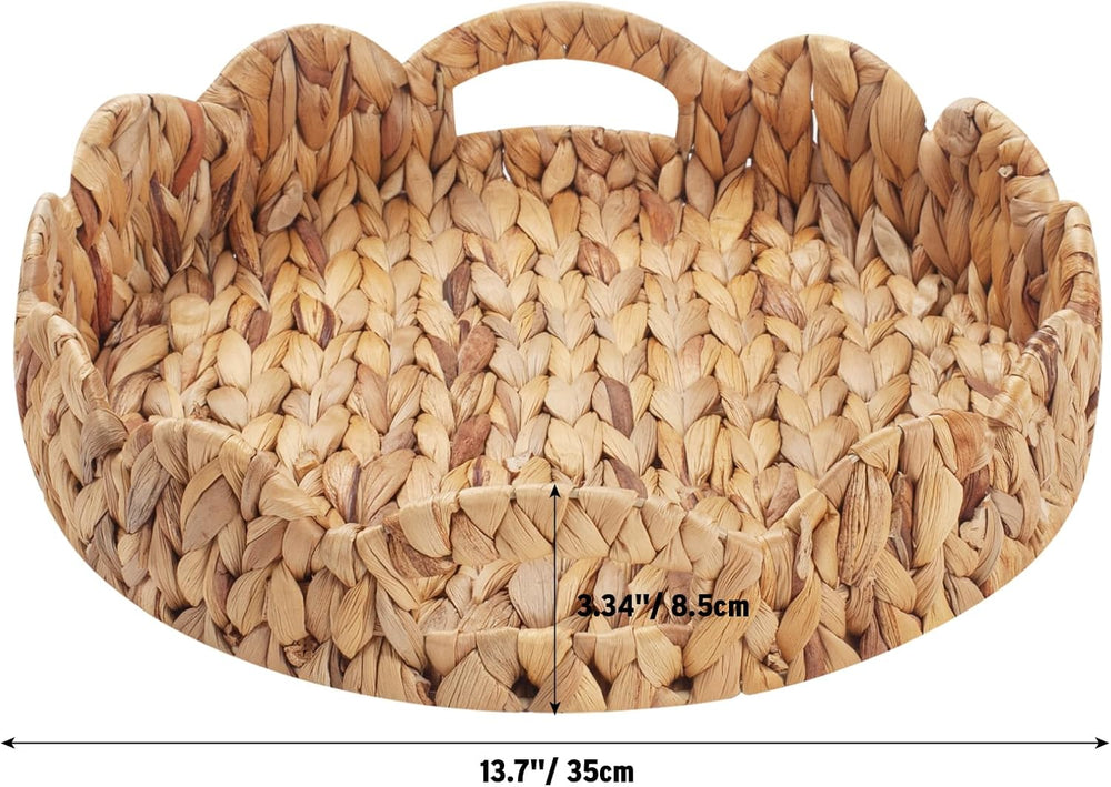 YANGQIHOME Round Scalloped Serving Tray, 14 inch