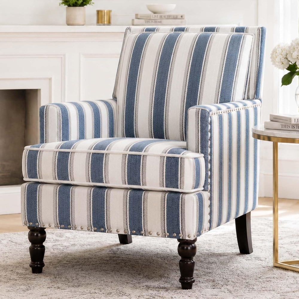 Vintage Floral Accent Chair, Upholstered High Back Lounge Armchair for Living...