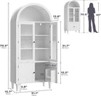 Furnify 71" Tall Arched Kitchen Pantry Cabinet with Door Shelves, White | Modern Kitchen Storage Cabinet with Doors, 3 Adjustable Shelves, Versatile Cupboard for Kitchen Dining Room Living Room