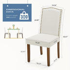 DUMOS Dining Chairs Set of 2, Fabric Kitchen Chairs for Living Room, Beige | Farmhouse, Upholstered, Wooden Legs, Padded Seat, High Back, Armless, Modern Accent, Dining Room, Restaurant