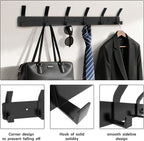 2 Pack Coat Rack Wall Mount,17.3 in Wall Hooks for Hanging, Coat Hanger Wall Mount Towel Rack Hat Rack for Wall with 6 Hooks for Entryway, Bedroom, Bathroom (Black,6 Hook-2Pack)