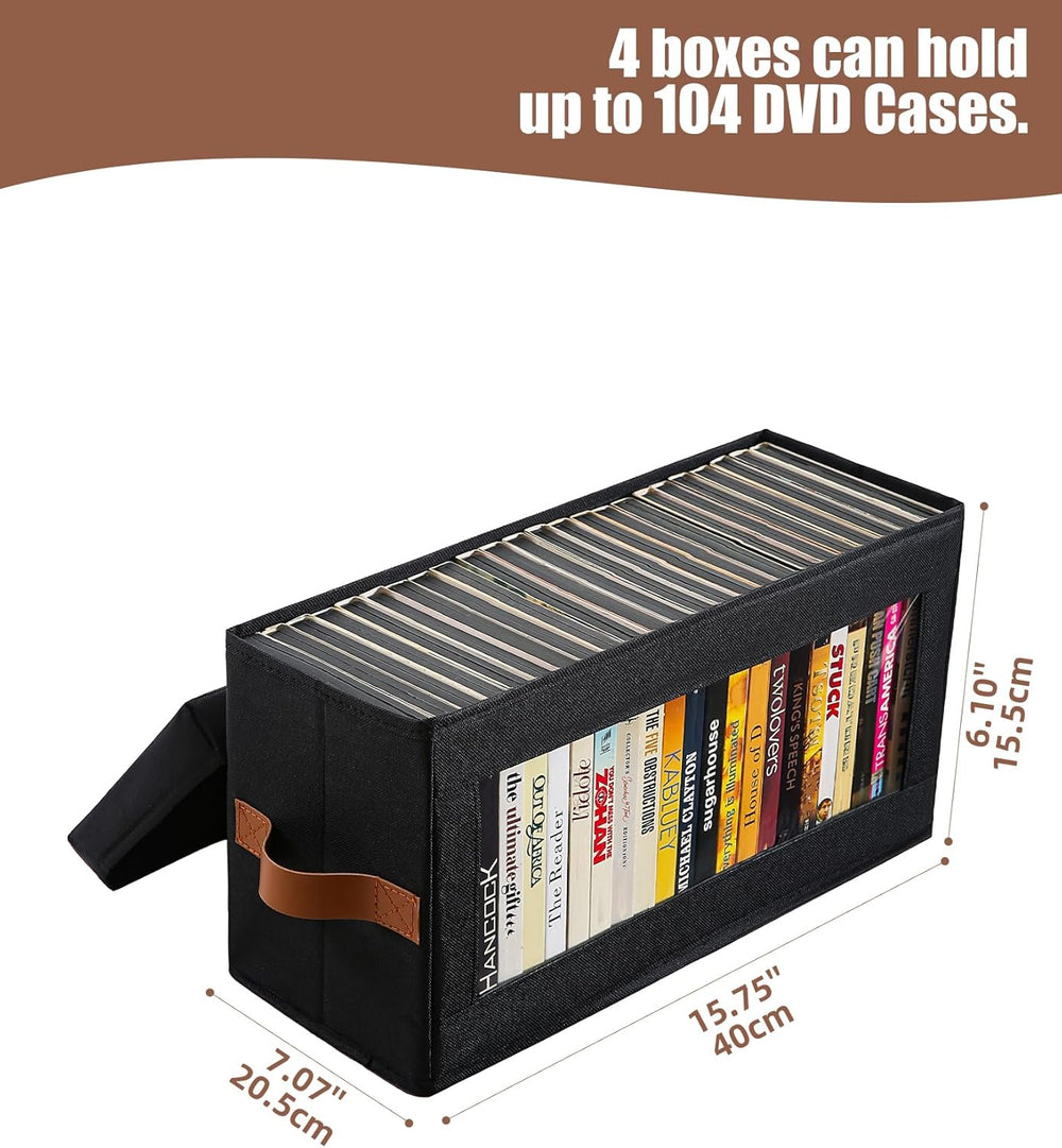 4 Packs DVD Storage Box with Visible Window, Dustproof DVD Case Holder Organi...