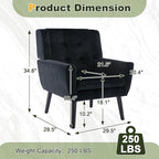 NicBex Modern Accent Chair for Living Room Upholstered Foam Filled Living Room Chairs with Metal Legs Velvet Cozy Lounge Armchair for Living Room Bedroom,Black
