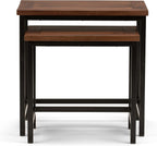 SIMPLIHOME Turner 12" Wide Solid Wood Round End Table in Natural | Dark cognac brown, industrial nesting accent tables, assembled; round side tables or accent tables for living room.